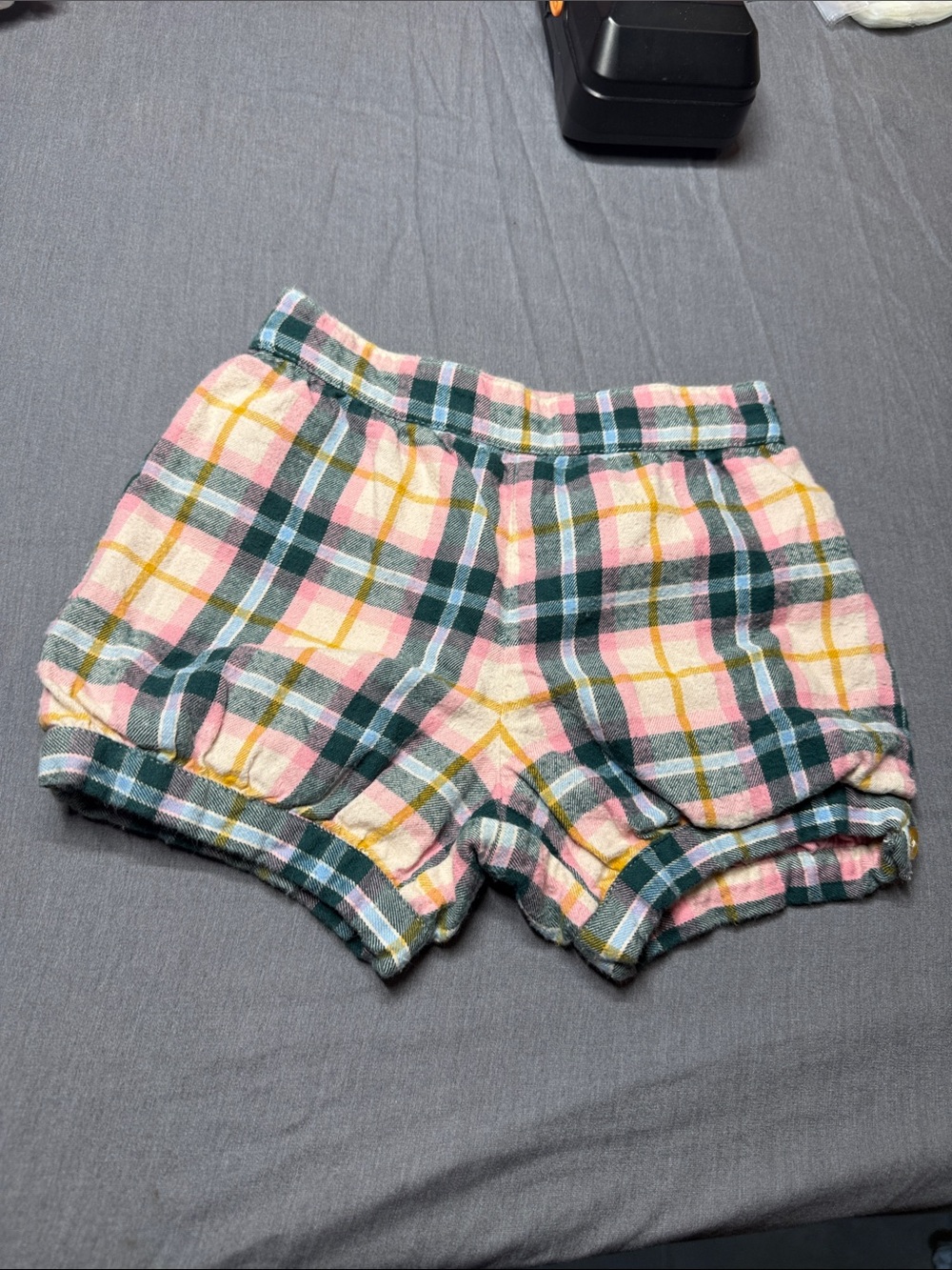 Baby Boden Pink, Green & Yellow Plaid Elastic-Waist Bubble Shorts